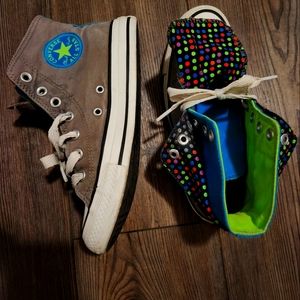 Converse Double Tongue Polka Dot High Tops